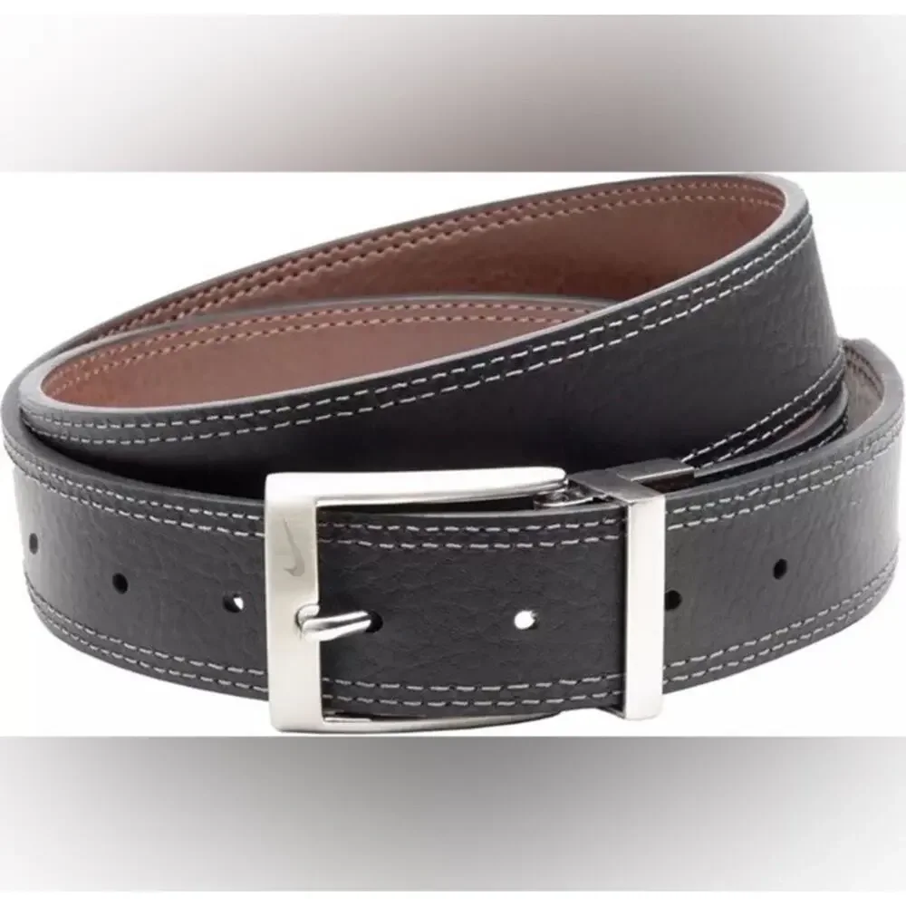 $45 NWOT Nike Men's Double Row Stitch Reversible Golf Belt Black/brown XL